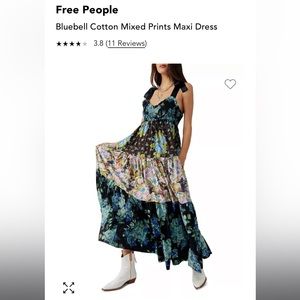 NWT free people Bluebell cotton mixed prints maxi dress